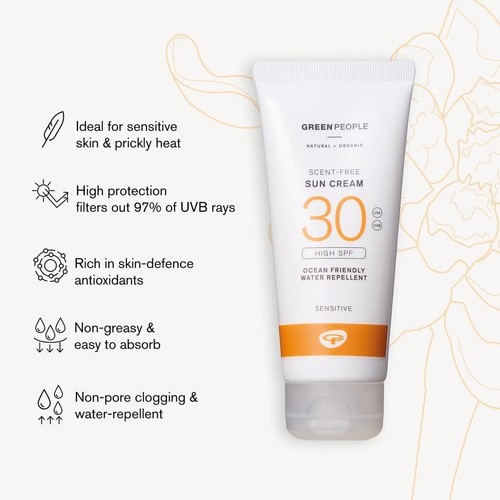 Crema solar sin aroma Green People Hugh SPF30 100 ml para piel sensible - Imagen 4 de 5