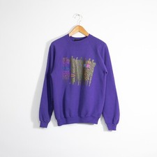 Vintage 80s Laurel Burch Sweatshirt XL - Raglan Crewneck Art Drawing Distressed