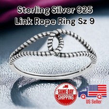 Sterling Silver 925 Link Knot Rope Ring Band Sz 9