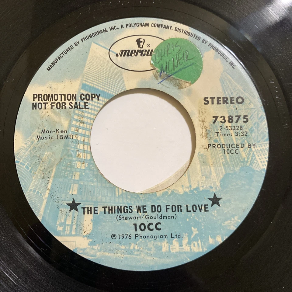 10cc The Things We Do For Love Vinyl 7" 1976 Mercury Records 73875 Promo Copy VG - Image 3 of 4