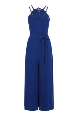 BNWT KAREN MILLEN LACE NECK COBALT BLUE JUMPSUIT SIZE UK 12 RRP