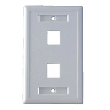2 Port Keystone Faceplates White with Label Windows Cat5e 50-Pack