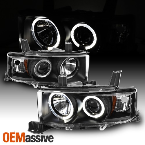 Fits 03-06 Scion XB BB Black Bezel Dual Halo Projector Headlights Front Lamps - Picture 2 of 11