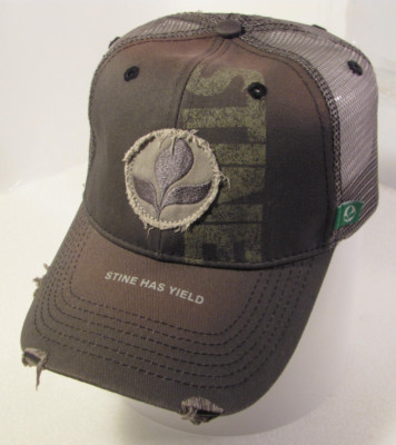 Stine Has Yield Trucker Hat Mens Gray Adjustable New Modern Distressed Logo Cap