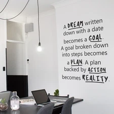 A Dream Written Motivational Inspirational Office Wall Decal Sticker Vinyl Quote