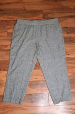 Jones New York Pull On Linen Blend Crop Pants Pockets Size L Green Casual Beach