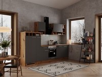 KüChe KüChenzeile KüChenblock EinbauküChe Eiche Grau Hilde 310 Cm Respekta