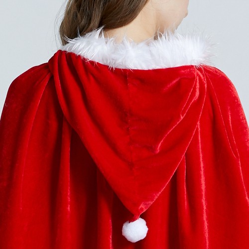 Women's Santa Claus Christmas Costume Hooded Dress Cloak Cape Xmas Outfits - Picture 25 of 106