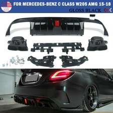 Rear Bumper Diffuser Lip Exhaust Tips For 2015-2021 Benz W205 C200 C300 C250