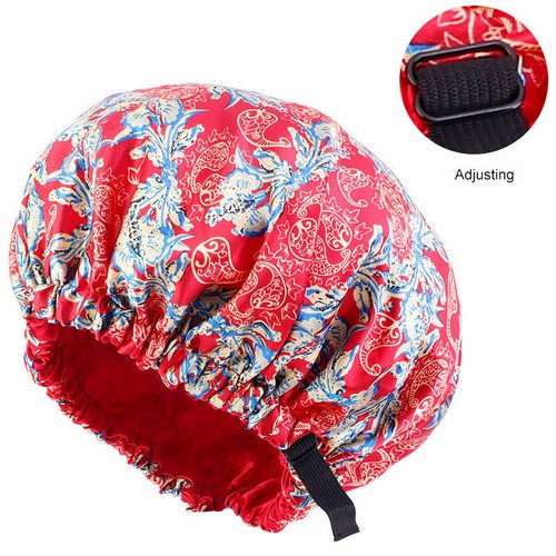 Double-layer Night Sleep Cap Hair Bonnet Hat Head Cover Wide Band Adjust Elastic - Picture 15 of 20