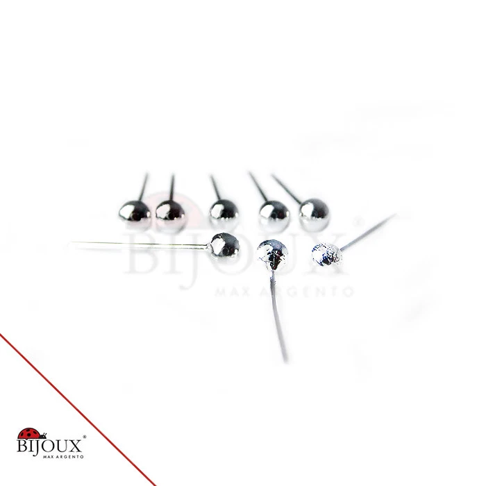 8 Orecchino Naso Piercing Nasino In Argento 925 Pallina 2,5 mm - Immagine 2 di 2
