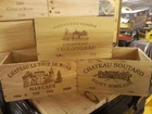 FRENCH CRESTED 6 BOTTLE WOODEN WINE CRATE / BOX - OFFICE ARCHIVE STORAGE DRAWER.