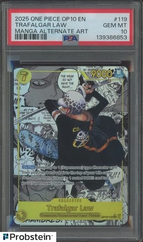 2025 One Piece OP10 EN Manga Alternate Art #119 Trafalgar Law PSA 10 GEM MINT