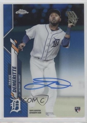 2020 Topps Chrome Rookie Blue Refractor /150 Travis Demeritte #RA-TD Auto RC a8r