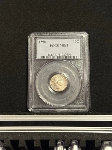 PCGS 1898 BARBER DIME MS63 *TONED