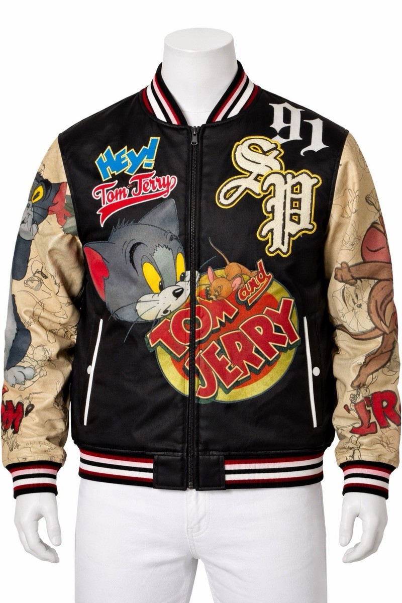 Southpole Tom & Jerry Varsity Jacket Men's Black Graphic Bomber | eBay