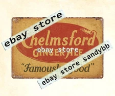 1940s Chelmsford Ginger Ale Massachusetts tin sign