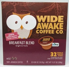 Wide Awake Coffee Breakfast Blend Single Serve Pods 32 Count