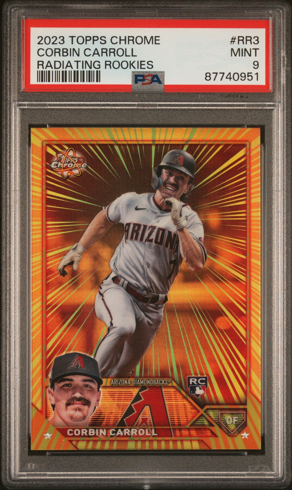 Corbin Carroll 2023 Topps Chrome Radiating Rookies #RR3 PSA 9