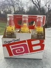 Vintage TAB Soda Six Pack Carrier with 7oz Bottles Yellow Starburst Coca Cola