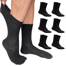 Cotton Diabetic Socks for Men & Women - 6 Pairs Thin, Non-Binding Crew Socks ...
