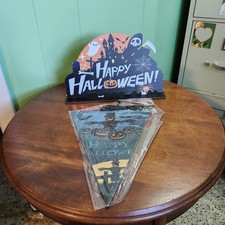 Halloween Decorative Set with Tombstone Display and Banner