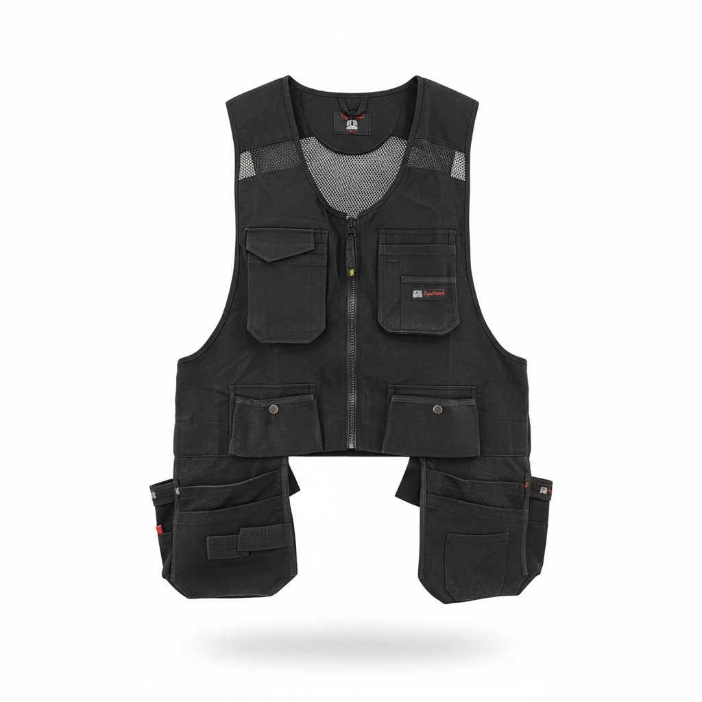Tiger Trend Men's Black Work Utility Vest Tool Pockets Multi