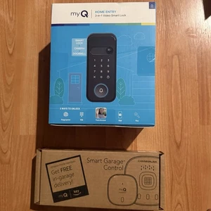 NEW! myQ Secure View 3-in-1 Smart Lock + myQ Smart Garage Control Bundle SET