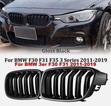 Doppelsteg Kühlergrill Schwarz Glanz Nieren Grill Für BMW 3er F30 F31 11-19
