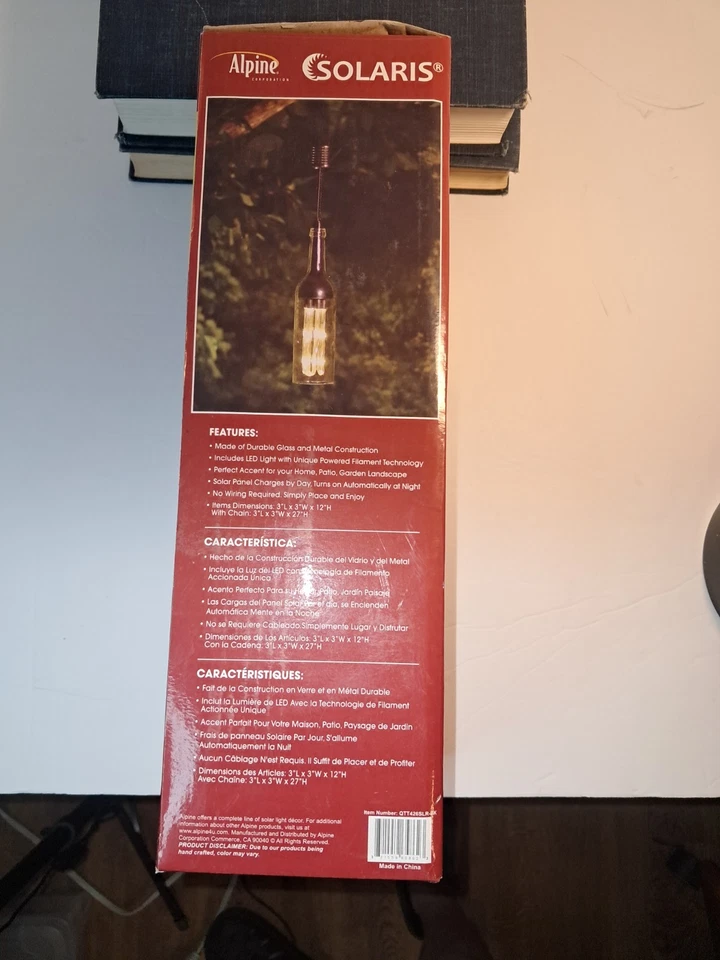 Solaris Linterna Botella Colgante Negra con Luz LED Nueva en Caja Abierta Foto 2 de 4