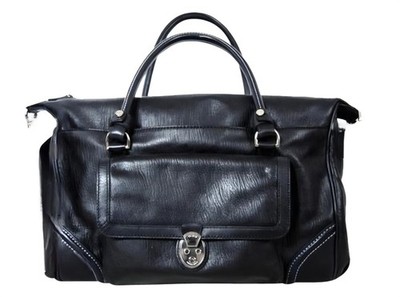 Tumi × Carlos Falchi Black Leather Satchel   Rare Collab