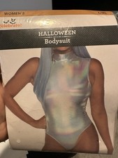 Halloween Costume Woman Silver Bodysuit Size Large XL New Adult
