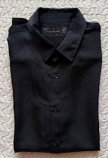 Abercrombie  Fitch Black Long Sleeve Dress Shirt Solid Button Up Front Size Med