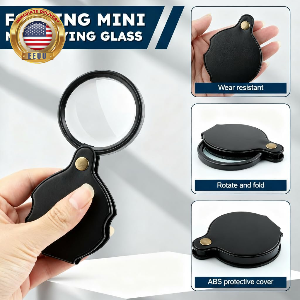 20X Pocket Magnifier, Portable Pocket Magnifying Glass, Rotating ...