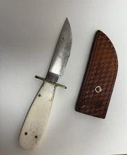 Marbles USA Cowboy Fixed Blade Knife Natural Smooth Bone Handle