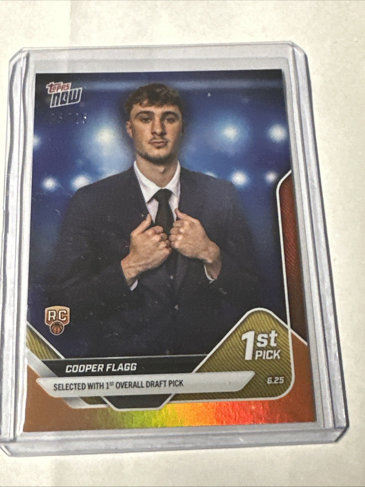 2025 Topps Now Cooper Flagg #D1 RC Rookie 1st Overall Pick Orange Chrome /25