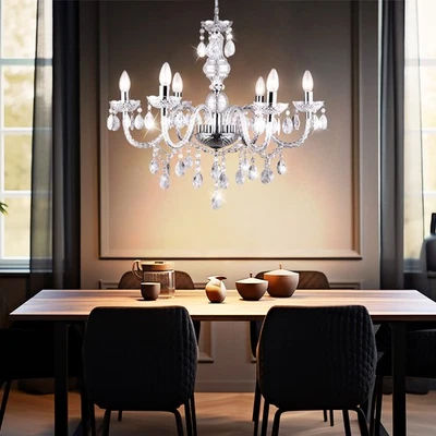 Globo CUIMBRA Lustre Plafond Suspendu Chrome 6 Lumières Clair 67 cm - Photo 1/4