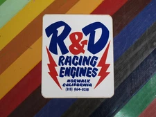 vtg 1970s 1980s original motocross dirt bike sticker R&D Engines Norwalk CA