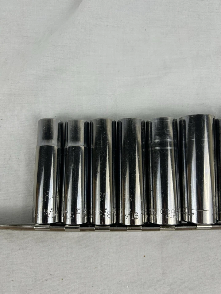 Vintage Craftsman 9pc 1/2" Drive Deep 12 Pt Socket Set 9/16”-1” 10 47531 47529 - Image 3 of 4