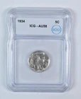 1934 Indian Head Buffalo Nickel AU58 ICG