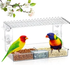 Clear Window Bird Feeder Sturdy Acrylic Feeders for Outdoors Viewing Wild Birds 