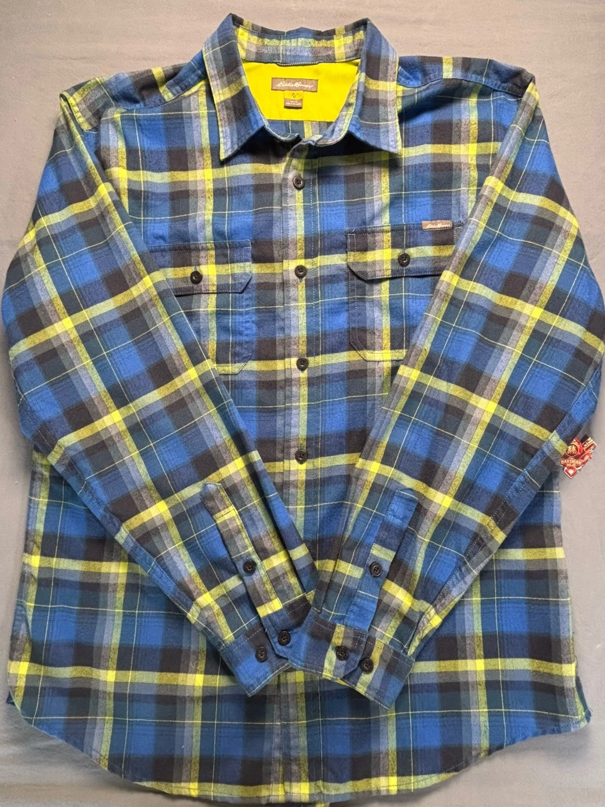 Eddie Bauer Flannel Shirt Large Blue Green Plaid Button Up
Opens in a new window or tab