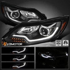 Black Fits 2012-2014 Ford Focus LED Sequential Signal Lamp Projector Headlights