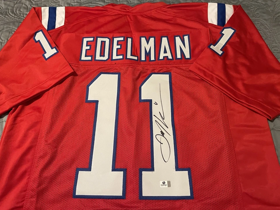 JULIAN EDELMAN JE11 New England Patriots SIGNED Red NFL CUSTOM JERSEY COA Auto - Image 2 of 4