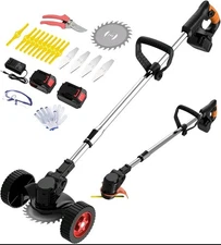 Cordless Lithium Electric Brush Cutter Grass String Trimmer Lawn Mower Green New