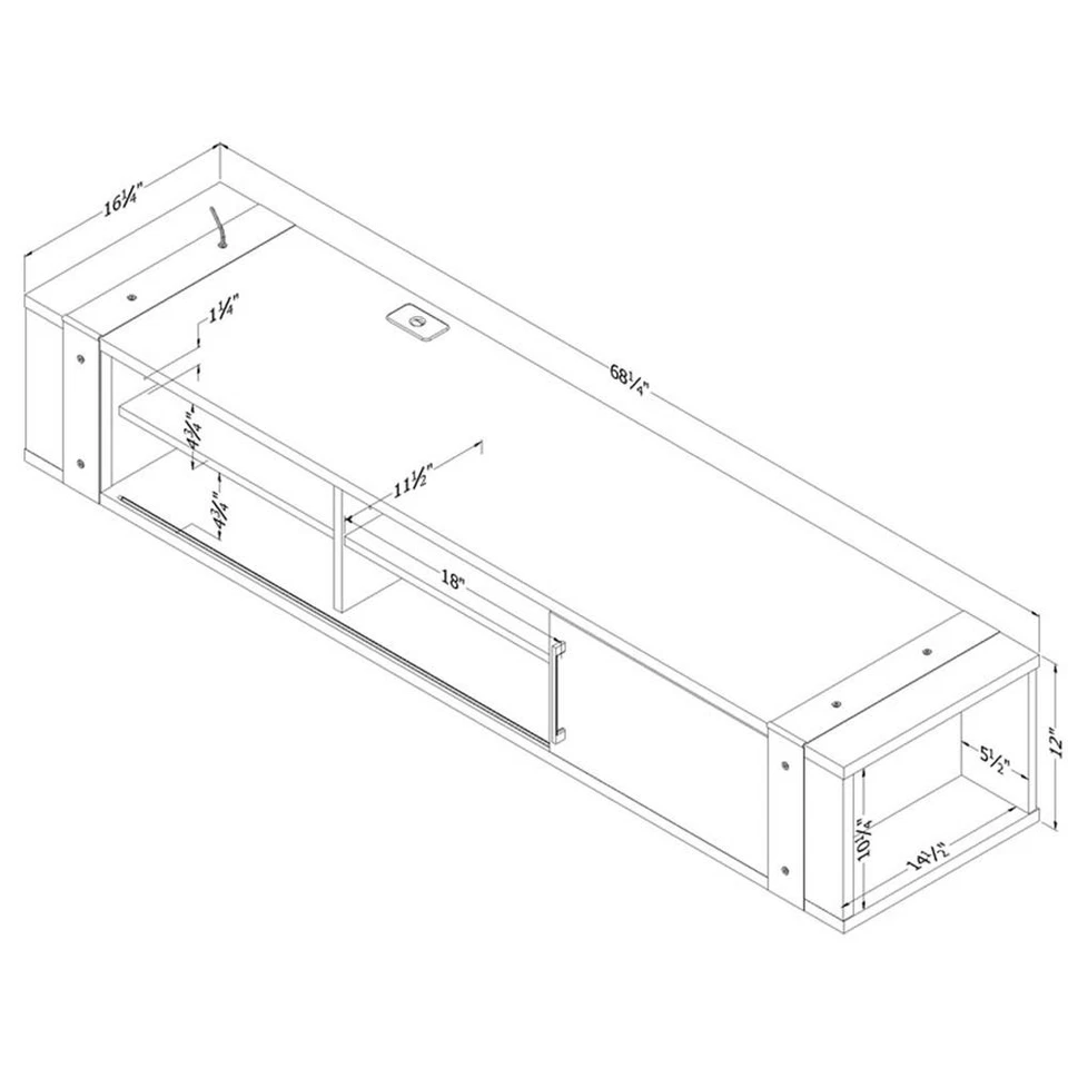 Consola de medios montada en la pared South Shore Munich 75" Pino blanco Foto 2 de 4