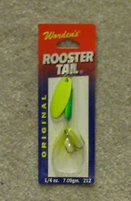 worden rooster tail lure new 1/4oz 212 lich green yellow lime chartreuse