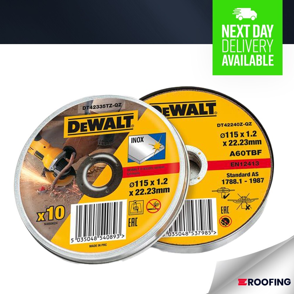 DEWALT DT42335TZ-QZ 115mm x 1mm x 22.2mm Inox Abrasive Discs 10pk