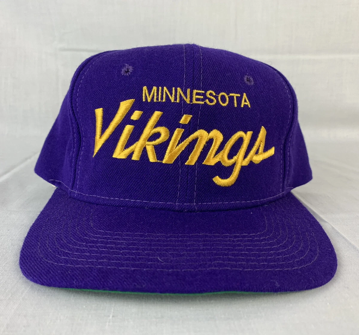 Vintage Sports Specialties Script Snapback Hat Minnesota Vikings Single Line 90s