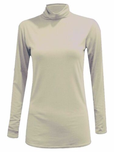 LADIES LONG SLEEVE POLO NECK ROLL NECK TOP WOMENS TURTLE NECK PLAIN JUMPER 8-26 - Picture 3 of 26